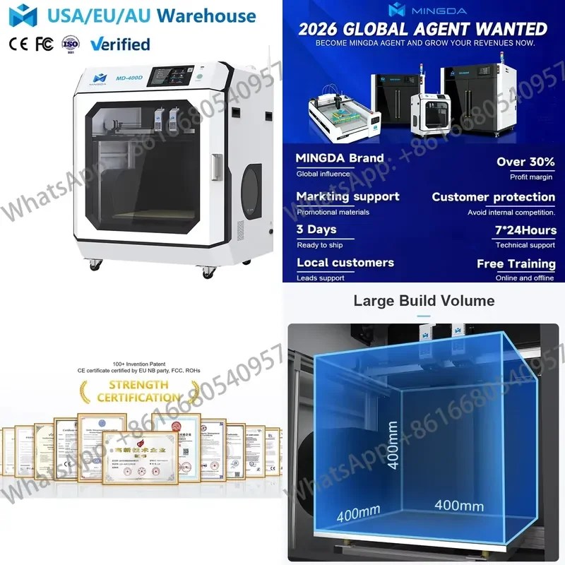 Mingda MD-400D Free Leveling Profissional FDM 3d Drucker Large Volume Digital 3d Printer Machine for Car Parts