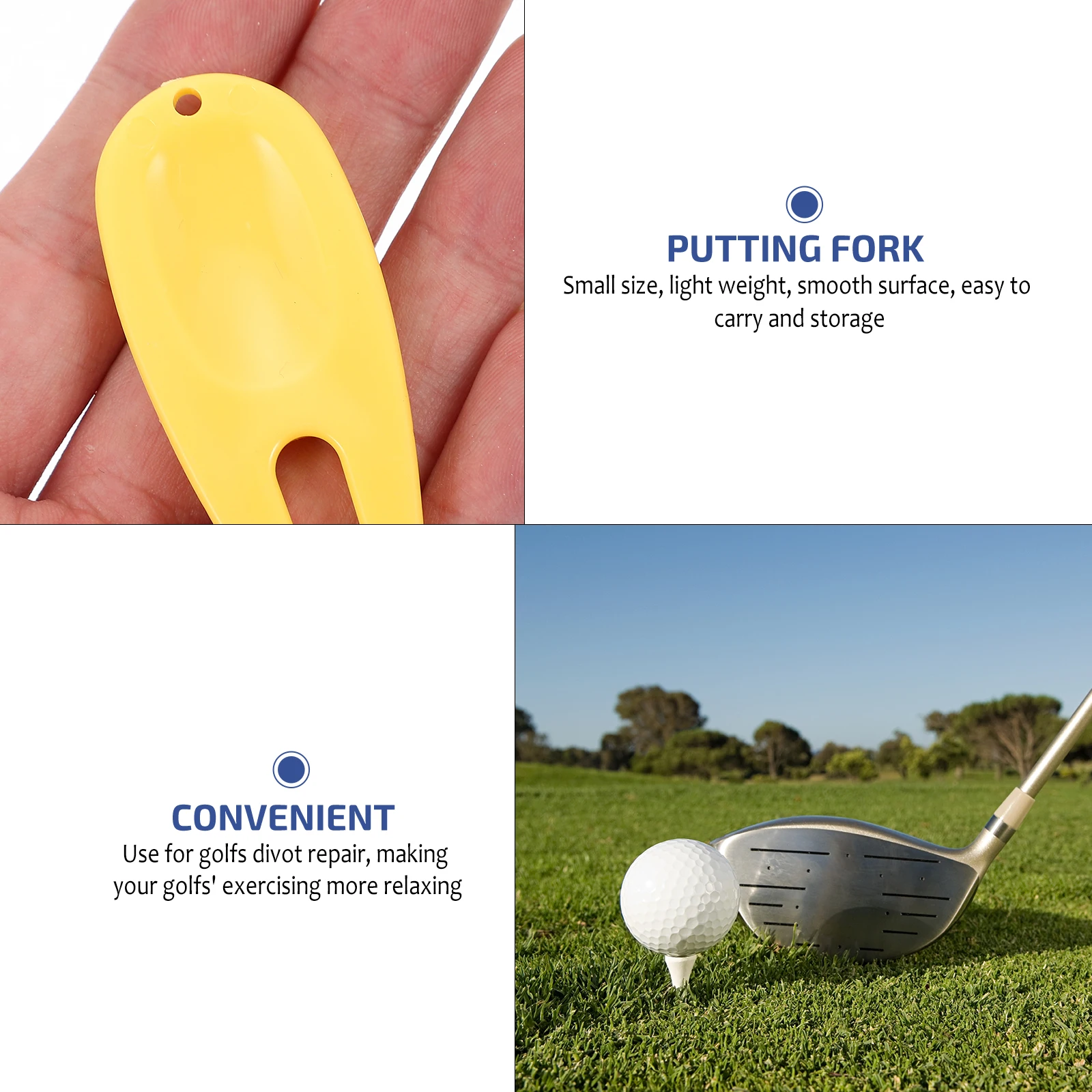 

20PCS Golf Divot Forks 5White 5Yellow 5Blue 5Orange Plastic Tool Repair Lawn Golfs Accessories Golfing Training