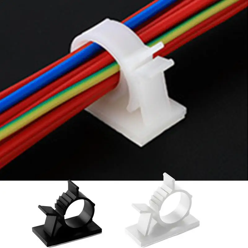 10pcs Wire Management Clip Adjustable Adhesive Cable Ties Cable Clip Wire Strap Cord Clamp Zip Ties Straps Cable Fasteners