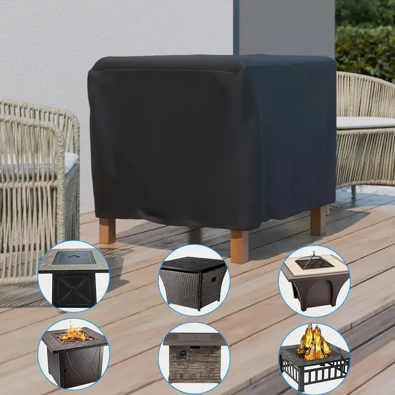 Weather-Resistant Outdoor Fire Pit Dust Cover, Compatible with a Range of Square Fire Pit Dimensions, Only Cover view 3