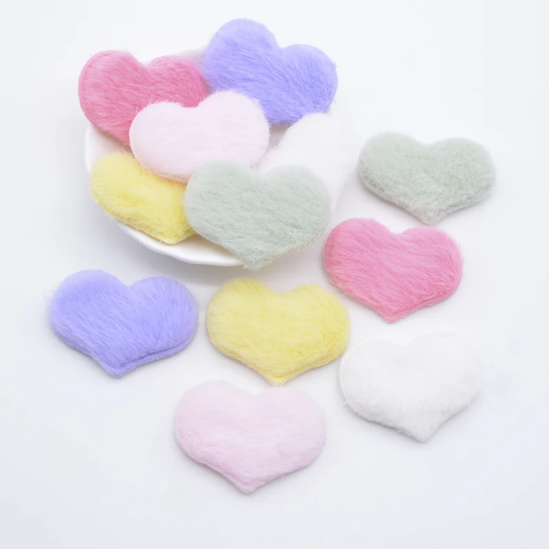 24Pcs Padded Plush Heart Appliques for DIY Clothes Hat Leggings Sewing Patches Handmde Headwear Hair Clips Decor Accessories