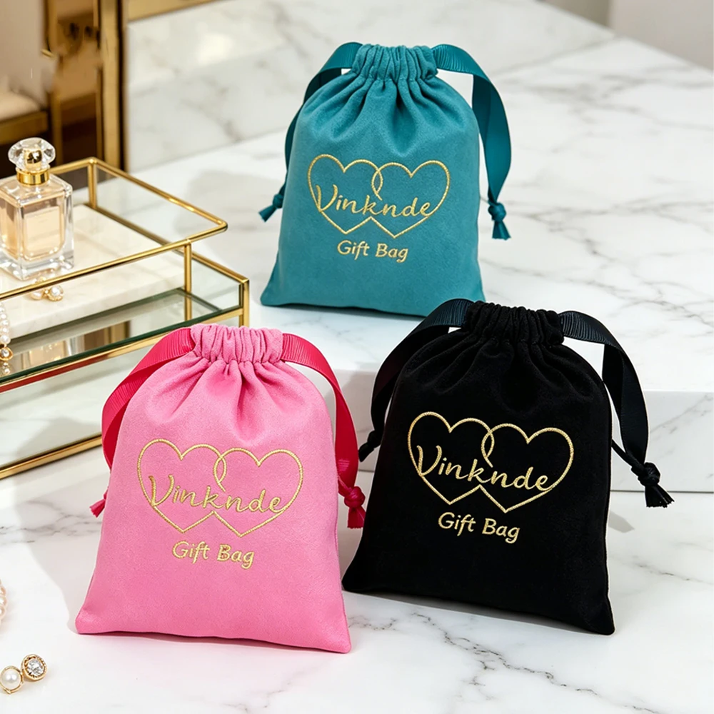 

100Pcs 5x7cm Small Jewelry Gift Packaging Bag Custom Velvet Flannel Earring Ring Pendant Necklace Brooch Studs Keychain Pouch