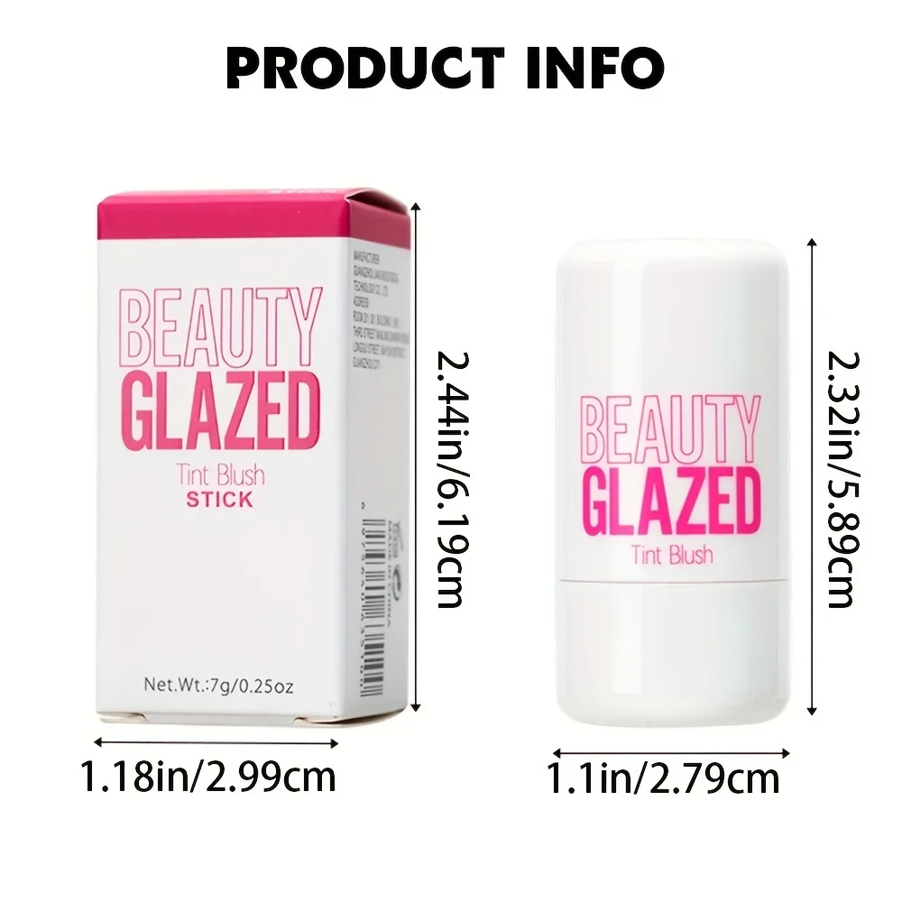 뷰티 글레이즈 보습 젤리 블러쉬, 바르기 쉬움, 오래 지속되는 방수, 다기능 메이크업 블러쉬 스틱, 3 in 1, 4 색