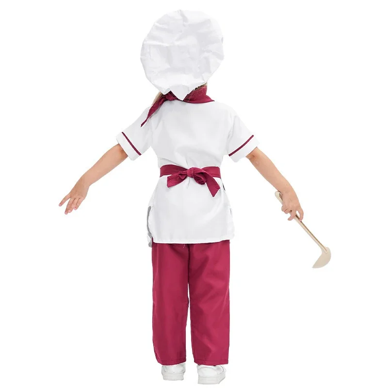 子供のためのユニセックスシェフの衣装,キッチンパン屋,ブックウィーク,コスプレ衣装,パーティードレス,楽しい,小屋,カーニバル,ハロウィーン