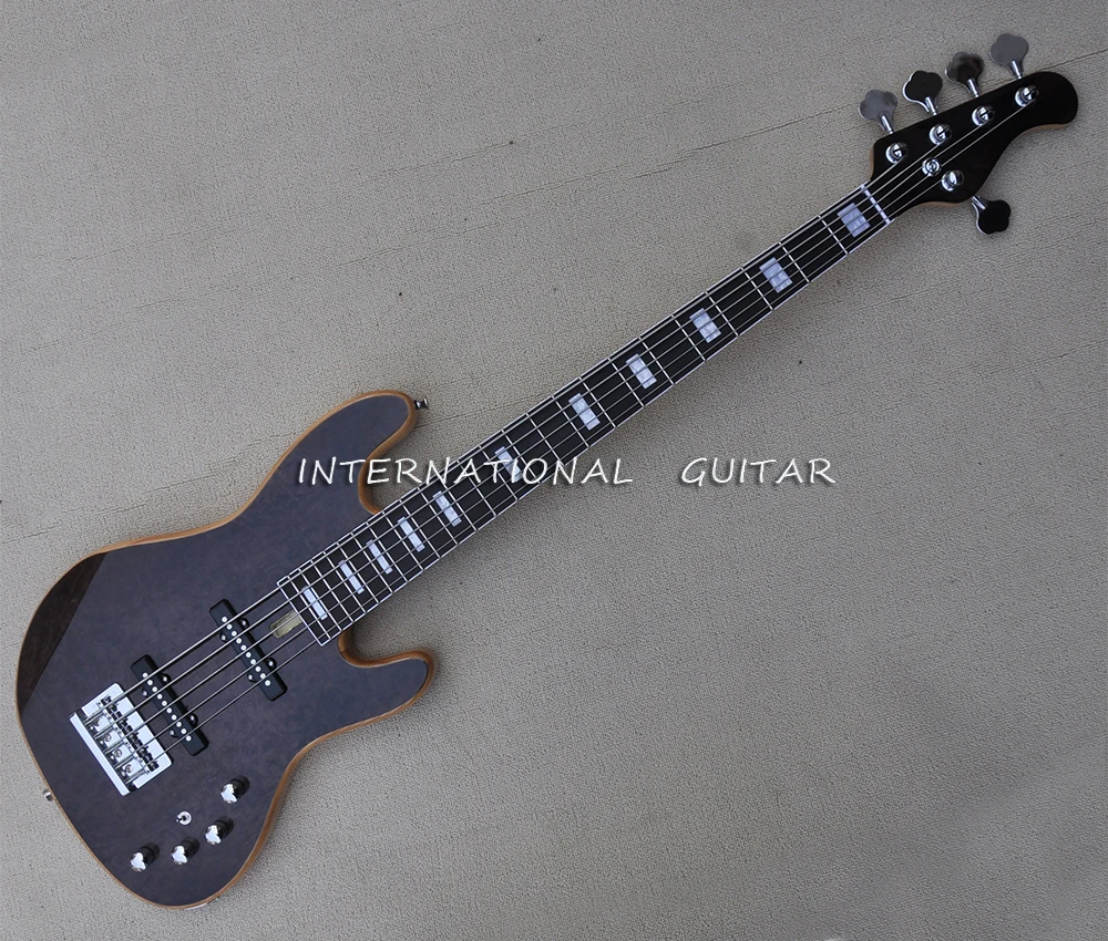 5 Strings Ash Electric Bass Guitar with Active Circuit,Rosewood Fretboard,24 Frets,Can be Customized