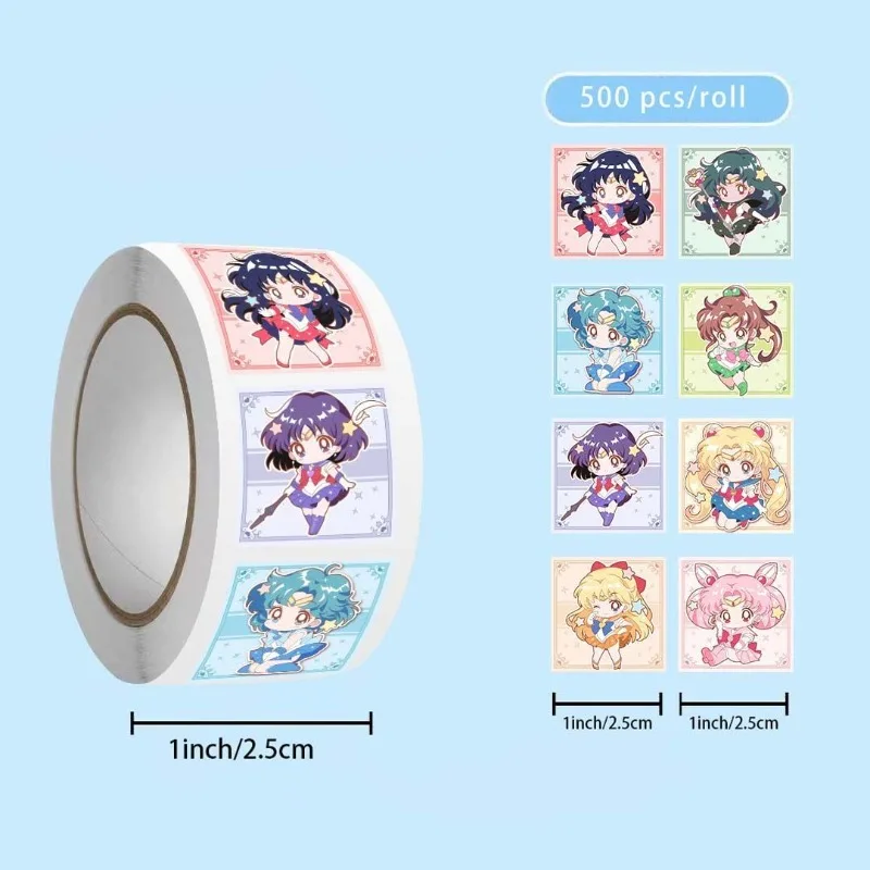 500 sheets/roll new style Sailor Moon Tsukino Usagi roll stickers cartoon animation creative decorative stickers festival gift - view 2