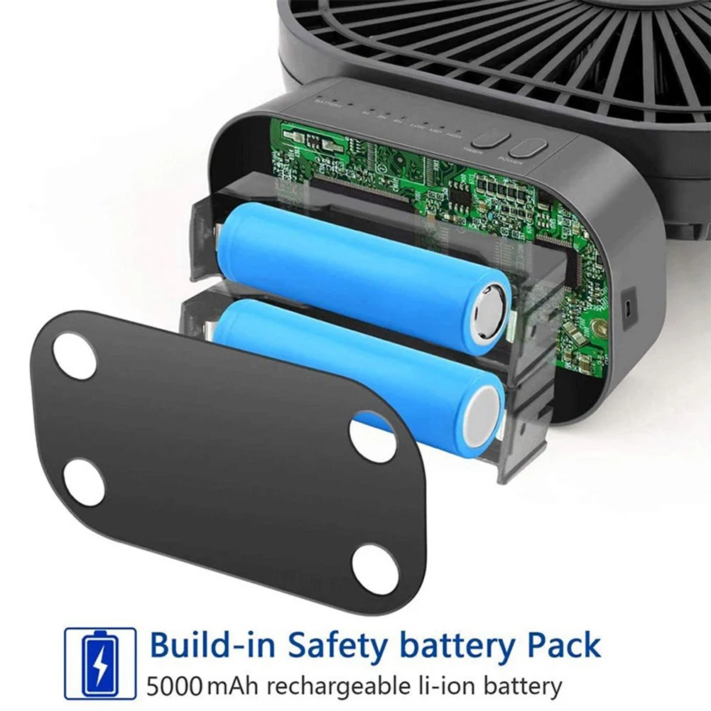 เดสก์ท็อปมินิพัดลม USB แบบชาร์จไฟได้พร้อมตัวจับเวลาพับได้ 3 ความเร็ว 7 Leaf แบบพกพาพัดลมที่เงียบสงบสําหรับ Office Outdoor Camping