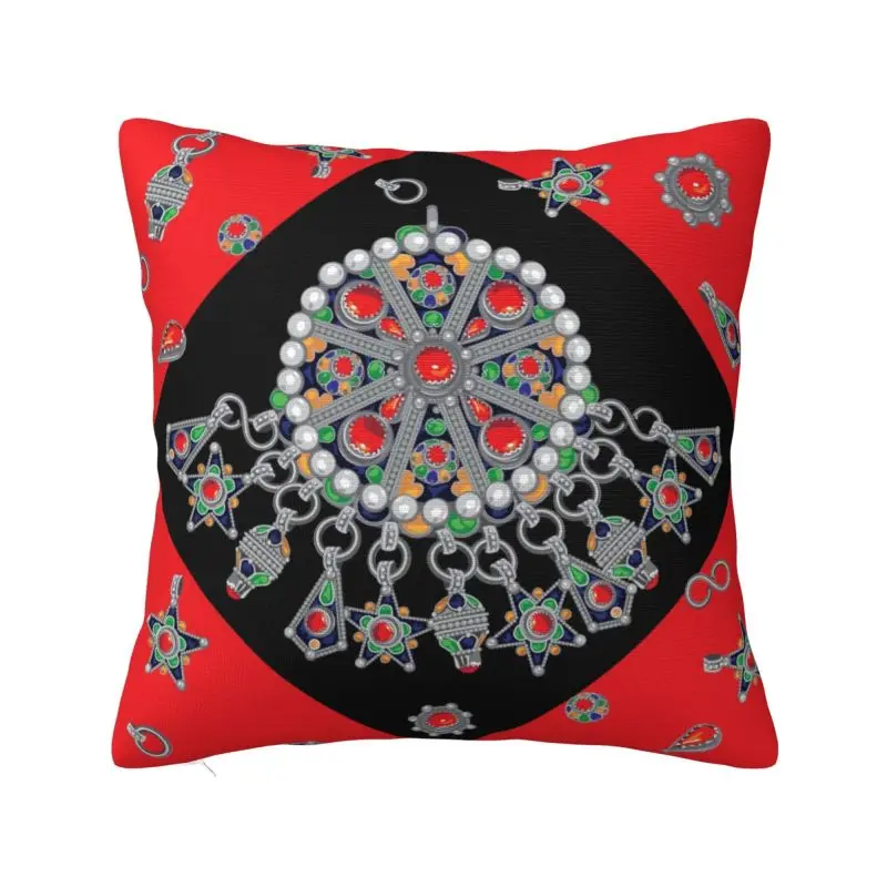 Luxury Kabyle Jewelry Cushion Cover 45x45cm Soft Amazigh Carpet Morocco Pillow for Sofa Square Pillowcase Home Decor