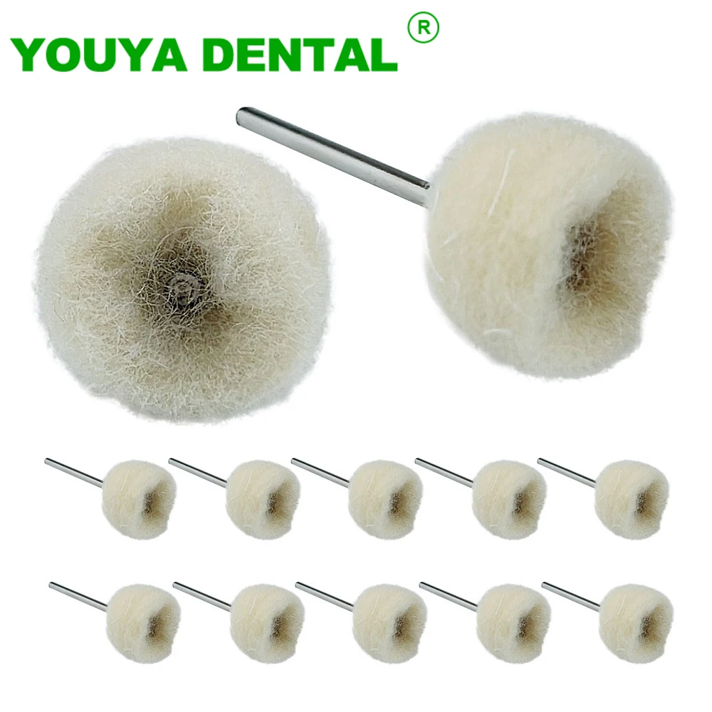 

10pcs/Bag Dental Laboratory Polishing Brush Wheel Rotary Tools 22mm Soft Wool Goat Low Speed HP Shank Buff Dentistry Products