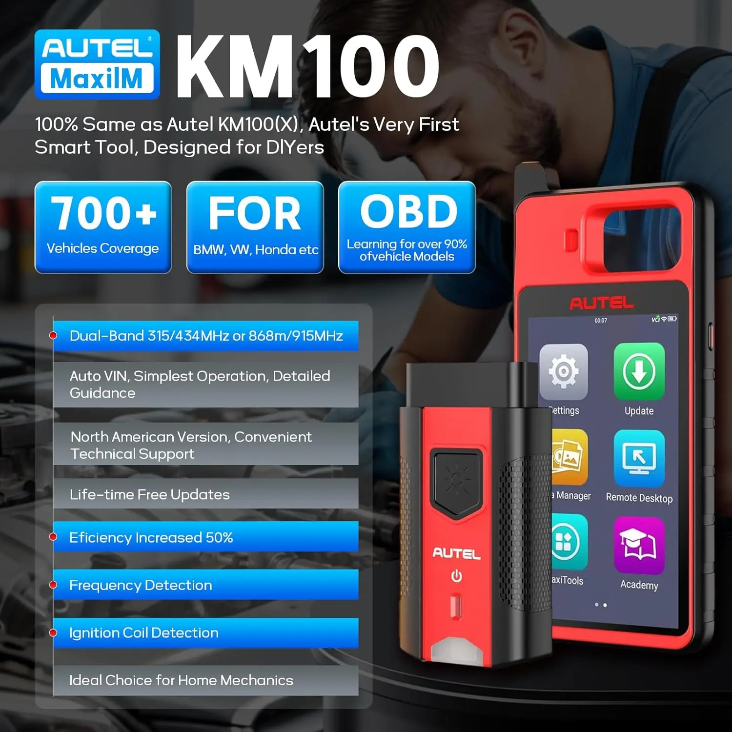 Picture 3: Autel Maxim KM100 Key Programming Tool Same as KM100E KM100X Lite of IM508S Built-in APB112 Key Fob Programming Immobilizer