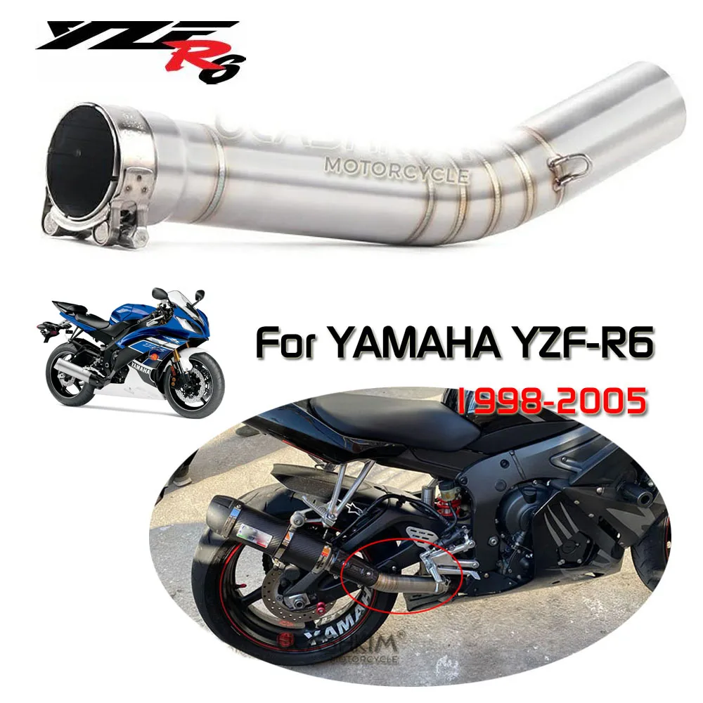 Exhaust Slip On For YAMAHA YZF-R6 R6 1998-2005 Motorcycle 51mm Link Pipe System Muffler Front Header Pipe R6 Exhaust