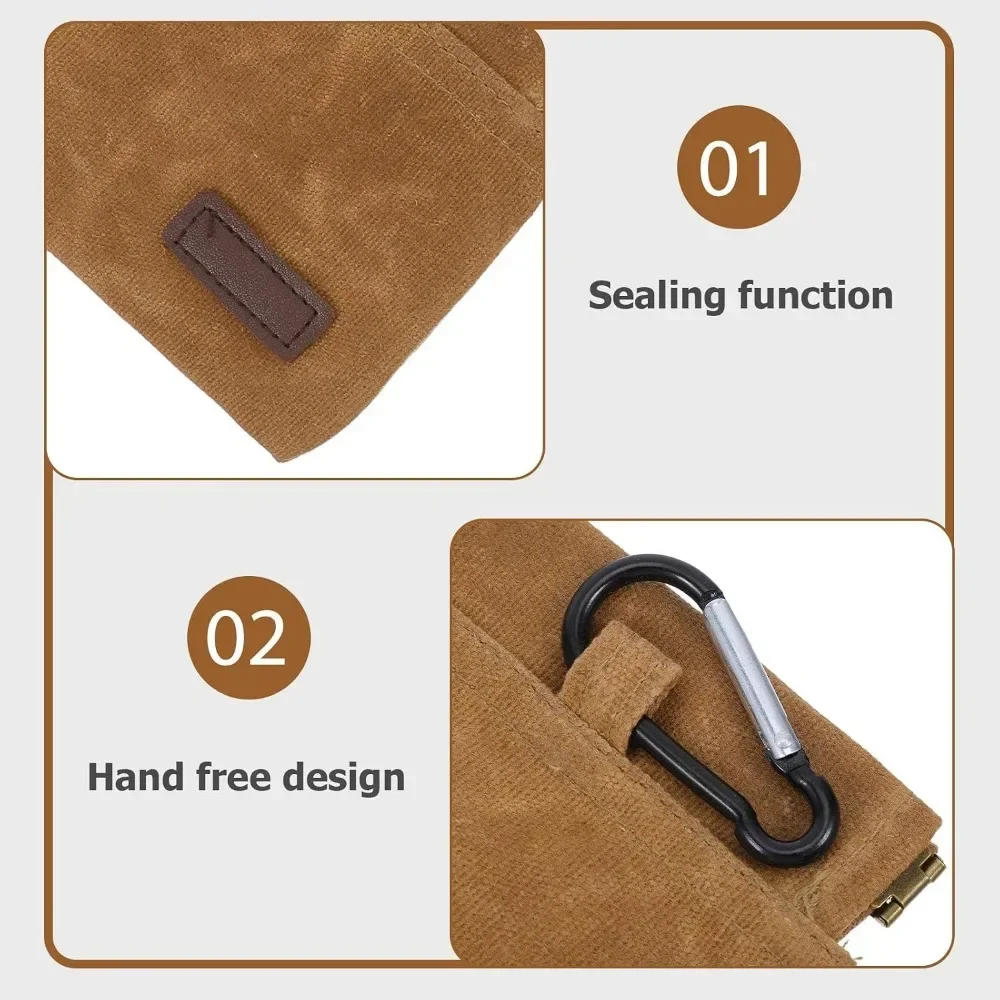 Hundeleckerli-Beutel, Snacktasche aus gewachstem Canvas für das Haustiertraining mit Karabiner, tragbare Aufbewahrungstasche für Spaziergänge und Belohnungen beim Welpentraining – Detail 5