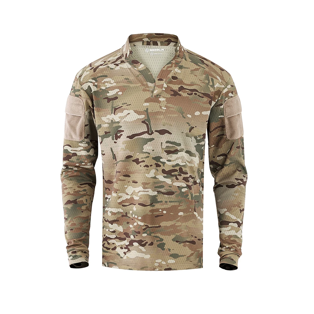 شيكينغيرز سرعة نمط الرجبي قميص سريعة الجافة التكتيكية طويلة الأكمام تي شيرت CAG الحب