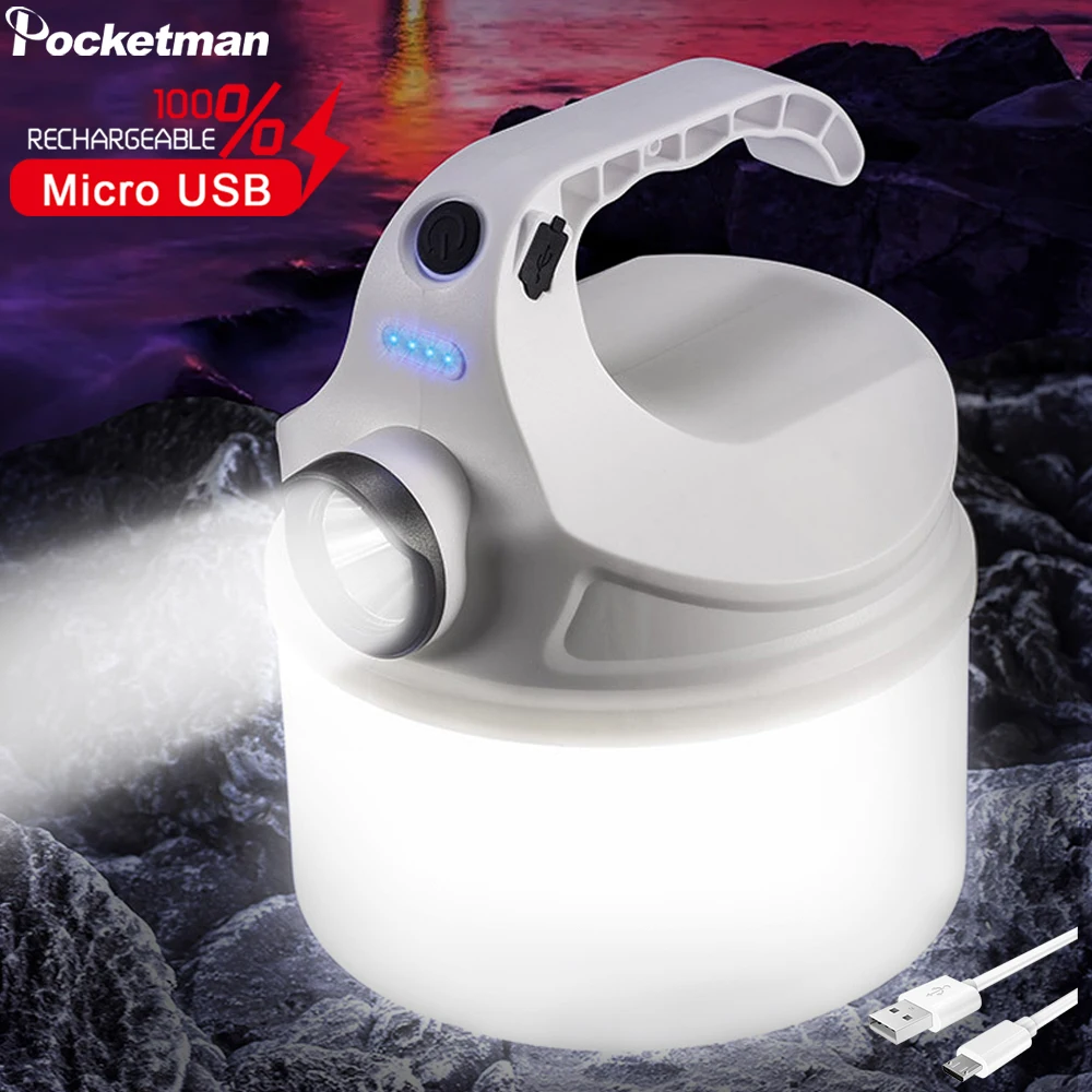 Portable LED Bulb Lights 4 Modes Night Market Stall Lights Camping Lights Built-in Battery Lantern Rechargeable Emergency Lamp