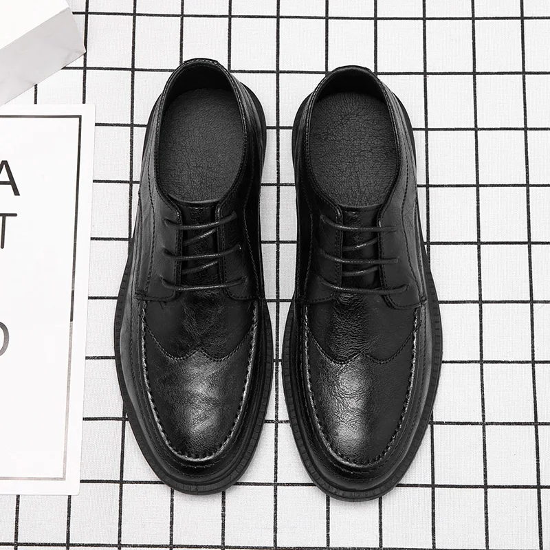 High Quality Leather Men Casual Shoes Breathable Mens Dress Shoes Italian Luxury Brand Lace-Up Non-slip Men Driving Shoes