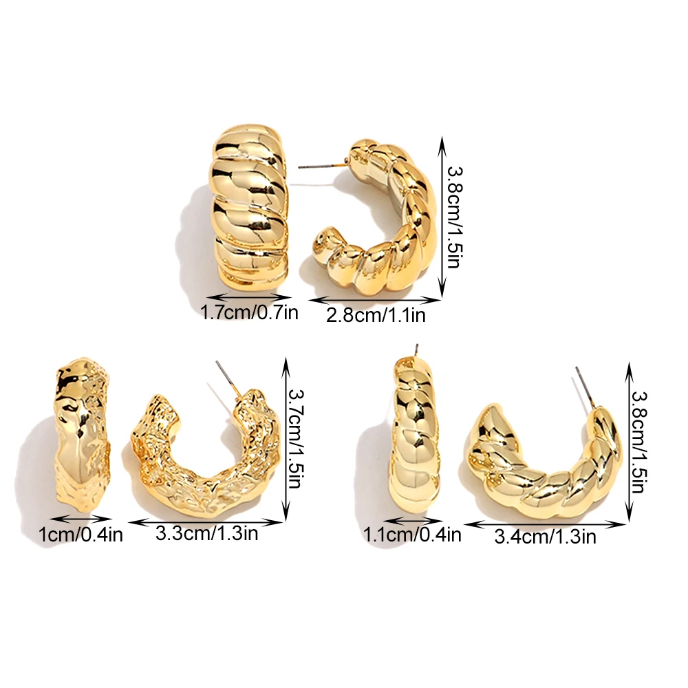 Punk Textured Irregular Circle Earring Hoops for Women Retro Gold Color Acrylic Geometric Huggies Earrings Trendy Jewelry Gift