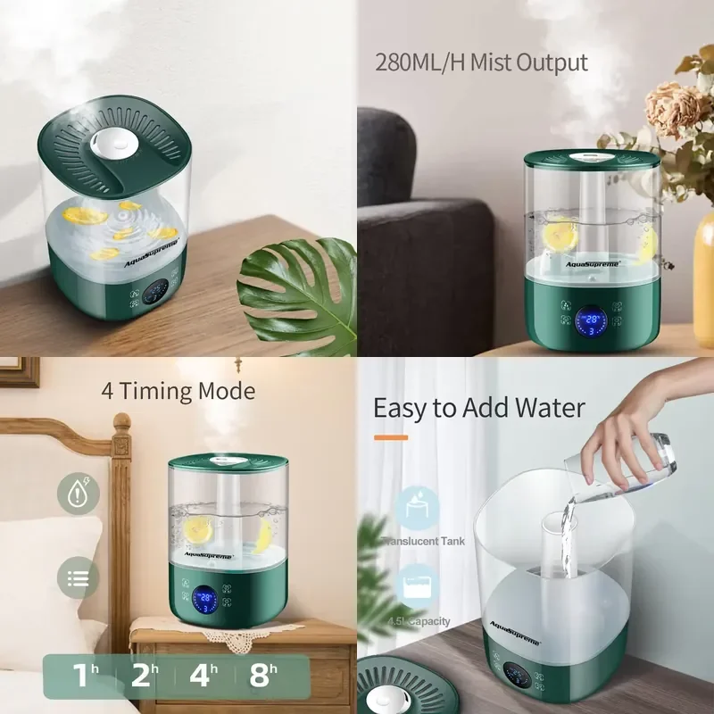 for 4.5L Large Capacity Ultrasonic Cool Mist Humidifier Silent Adjustable Fog Smart Touch Screen  Home Desk Air Moisturizer