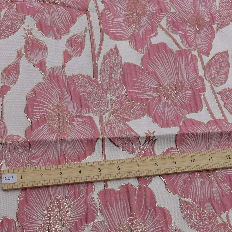 Pink Embossed Flower Jacquard Fabric Brocade for Dress Making Sewing Women Dress,Skirt,145cm Wide - Sold By The Meter