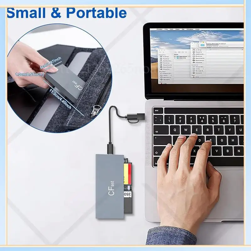 

-SPOR USB Card Reader For Cfast 2.0 6 In 1 Read Simultaneously USB C For Cfast/CF/MS/SD/TF/XD Card