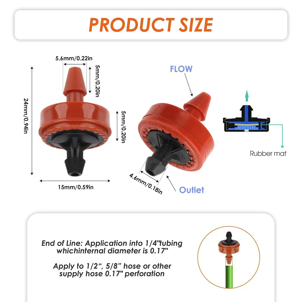 20-200PCS 2L 4L 8L Pressure Automatic Compensating Dripper Steady Flow Garden Emitter Durable Irrigation Water Regulator