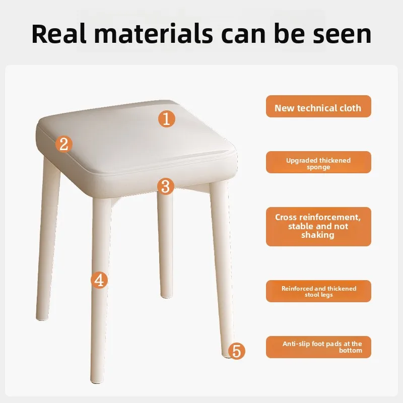 

Stool household simple stackable small bench Internet celebrity dressing stool living room rental room with cream wind dining