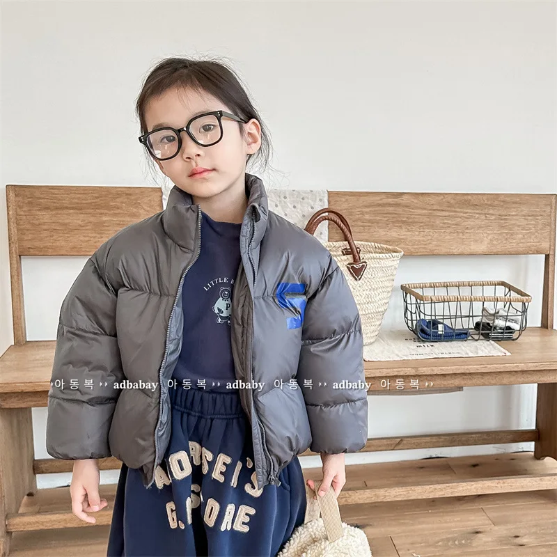 Girls Down Coat Children 2024 New Winter Collection Fashion Simple Casual Down Coat Korean Simple Style Clothes Top Girls