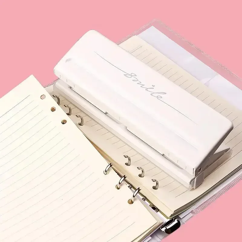 Mesin Pelubang Kertas 6 Lubang dengan Jarak yang Dapat Disesuaikan, Manual, untuk Buku Besar, Multi Ukuran, Alat Tulis Kantor, Buku Tangan, Sertifikat, PVC