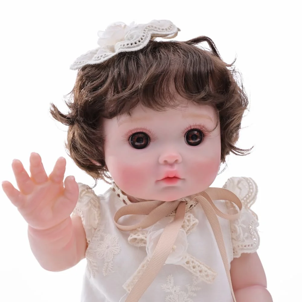 

Кукла Cloveray 20 дюймов, имитация реборн, реалистичная кукла с вьющимися волосами, бежевая кружевная юбка, мягкая виниловая кукла, коллекционная кукла для девочек, подарок на день рождения