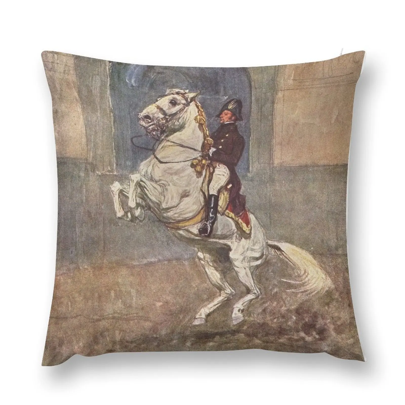 

Lippizan Horse: The Courbette, Classical Dressage at the Spanish Riding School Throw Pillow Sofa Cover pillow