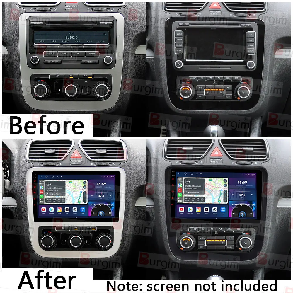 Burgim Car Android Radio Frame For Volkswagen VW Scirocco 3 2008-2014 9 inch 2DIN Fascia Stereo Panel 16PIN Harness Wire Canbus