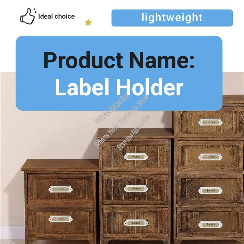 40 مجموعة مكتب مكتبة ملف درج خزانة بطاقة علامة تسمية حامل إطار معدني (لون فضي)