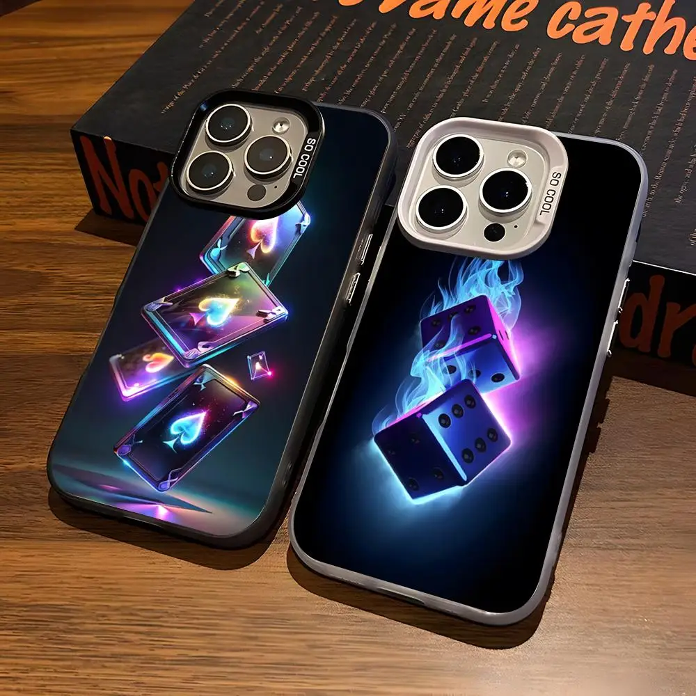 Dice Poker Casino Handyhülle für IPhone 17 Air 16 15 14 Plus 13 12 11 Pro 7 8 XS Max XR Silber Schwarz Bumper Case