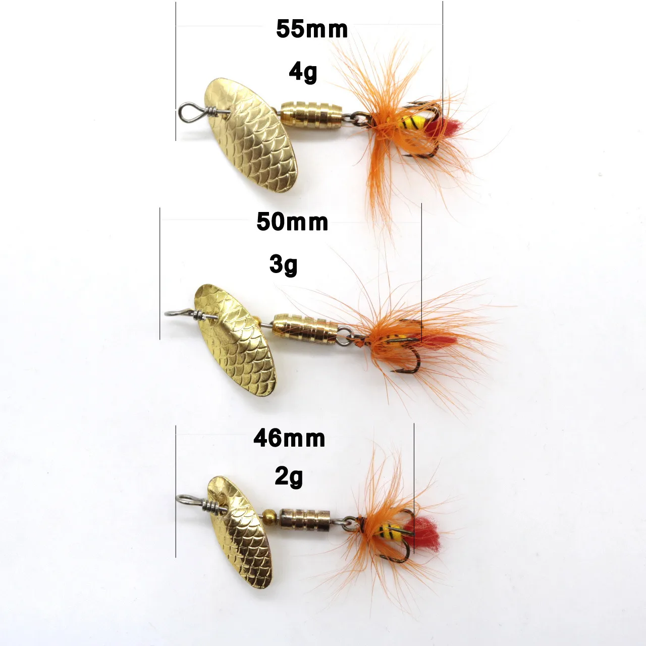 1pcs Spinner Spoon Lures 2g 3g 4g Rotating metal sequins bait treble Hooks Crankbait Hard Baits artificial Fishing Lure Tackle