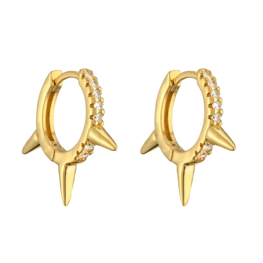 Pendientes chapados en oro de 18k para mujer, aretes con cono de circonita de cristal, joyería de moda, regalos de vacaciones