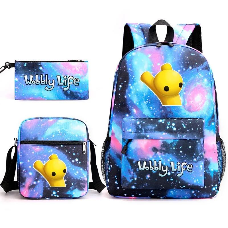 Mode Neue Spiel Wobbly Life Rucksack Bleistift Fall Schulter Tasche Student Rucksack Drei Stück Set Urlaub Geschenk