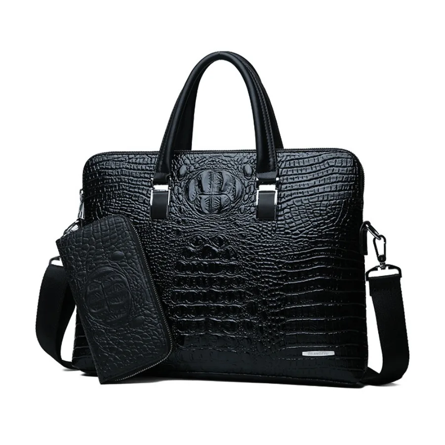 

【New style】Men's bag large capacity new business alligator-pattern handbag single-shoulder official computer gift bag men's bag