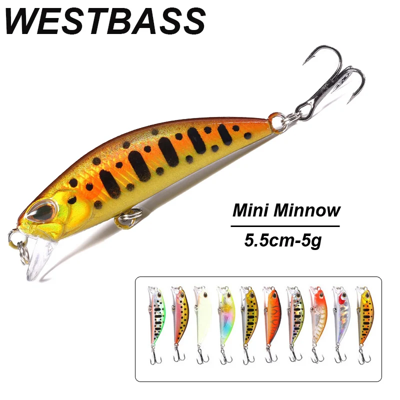 WESTBASS 10PCS Minnow Baits Combo 4.3g-5g-9g Sinking Fishing Lures Trolling Hard Wobblers Micro Swimbaits lurre Bass peche cebos