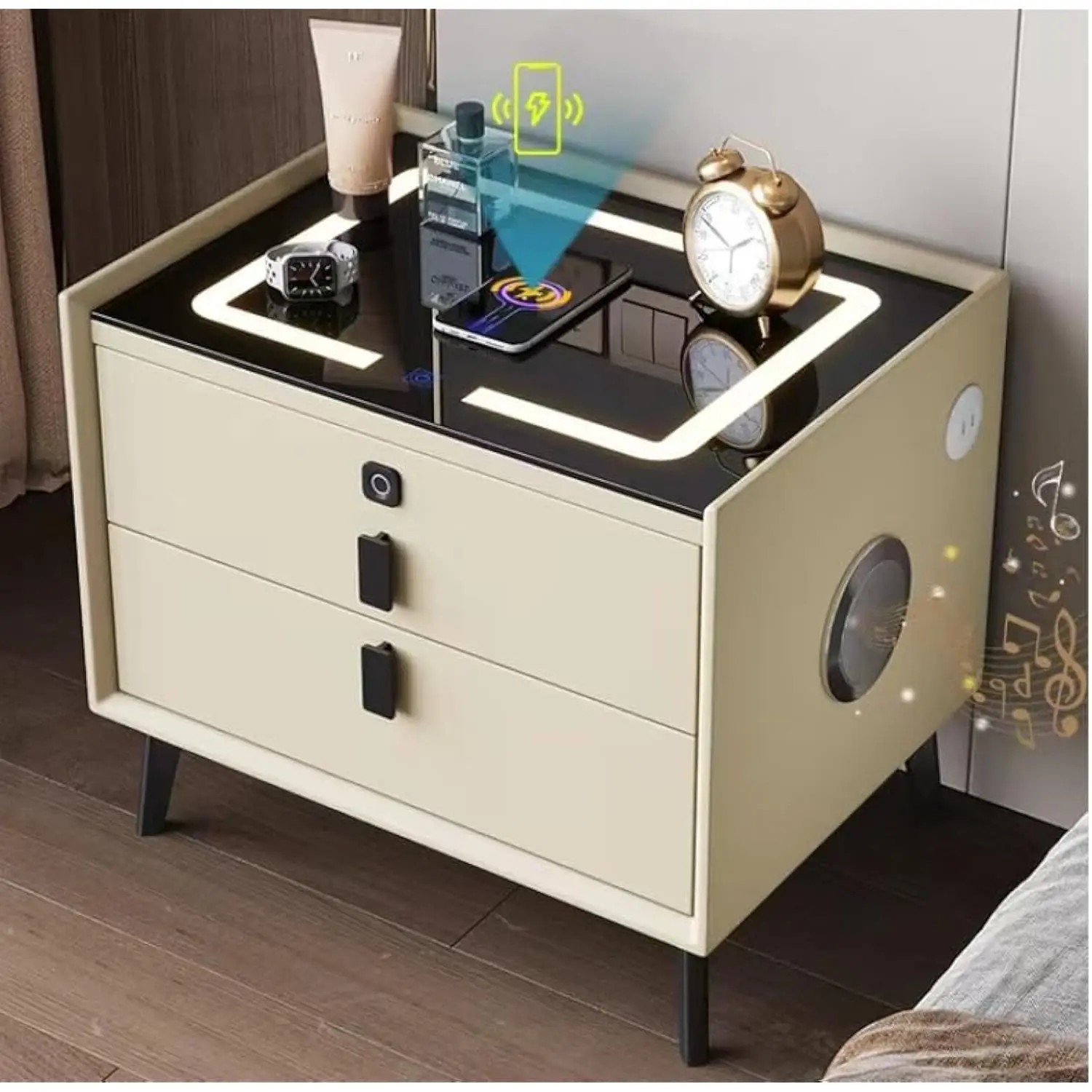 

Wood Nightstand with Bluetooth Speaker