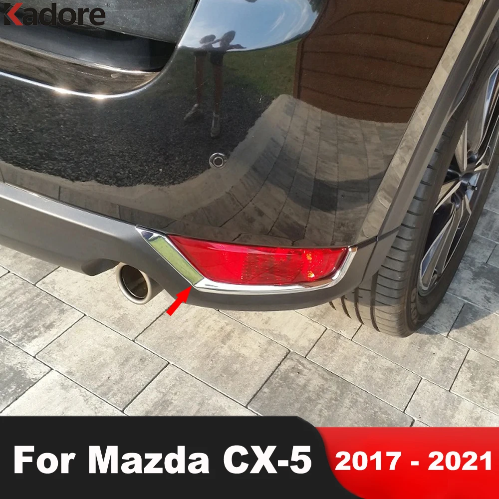 For Mazda CX-5 CX5 KF 2017-2020 2021 Chrome Car Rear Fog Light Lamp Eyebrow Cover Trim Tail Foglight Eyelid Strip Accessories