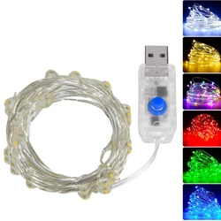 Guirxiété lumineuse LED USB étanche, fil de cuivre et d'argent, lumières dégradées, décoration de Noël et de fête de mariage, 8 modes, 5m