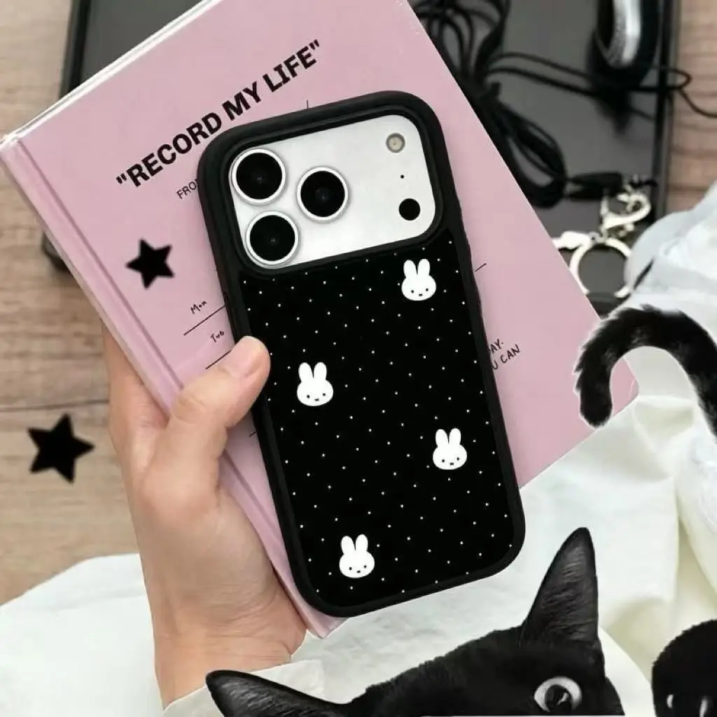 Lovely Polka‑Dot Miffy Rabbit Soft TPU Phone Shell Anti‑Shock Protective Case for IPhone 17 Pro Max 16 15 14 13 12 11 Kawaii New