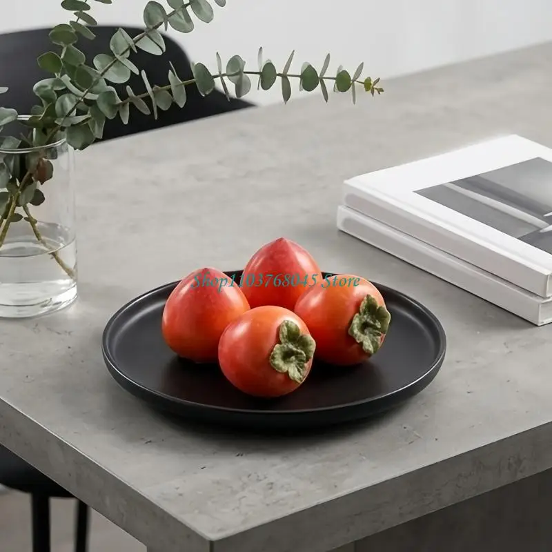 R53F Artificial Persimmon Fruit Decoration Set of 4 for Fall Bowl Styling, Shelf Displays, Fall Table , and Entry Trays for Home