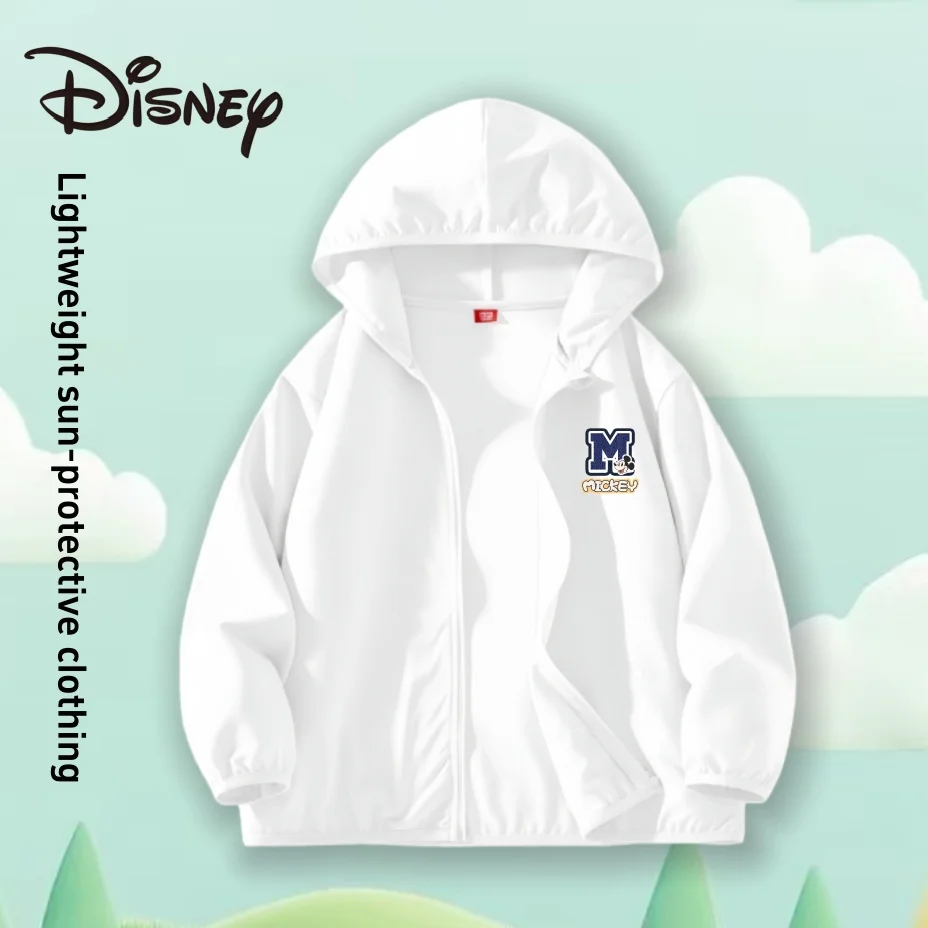 Veste de protection solaire respirante Disney pour enfants, imprimé Mickey, vêtements d'extérieur Anti-coup de soleil, légère, Ultra douce, résistante aux UV