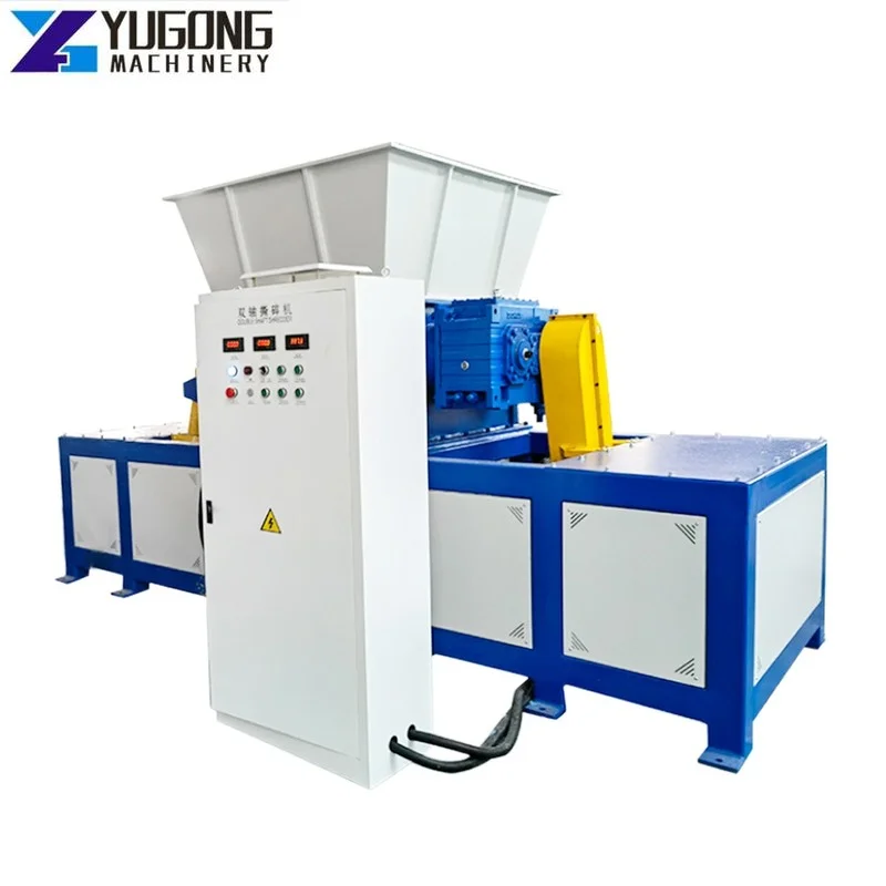 Twin Shaft Plastic Tire Recycling Shredder Machine For Sale High Quality Shaft Plastic Shredder Wood Cardboard Shredder