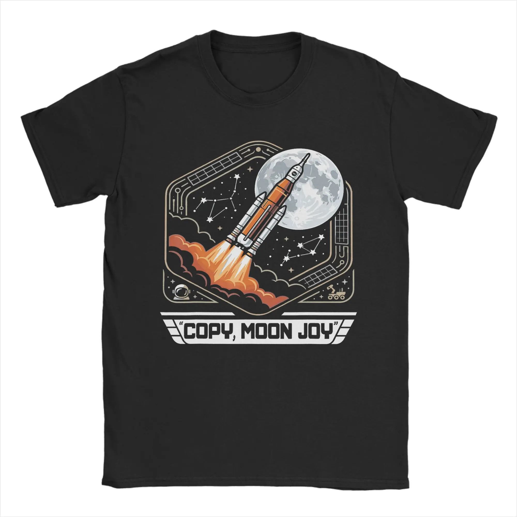 Copy Moon Joy Statement with Full Moon T-Shirt for Men Women  Vintage 100% Cotton Tee Shirt Round Neck T Shirt Classic Clothes