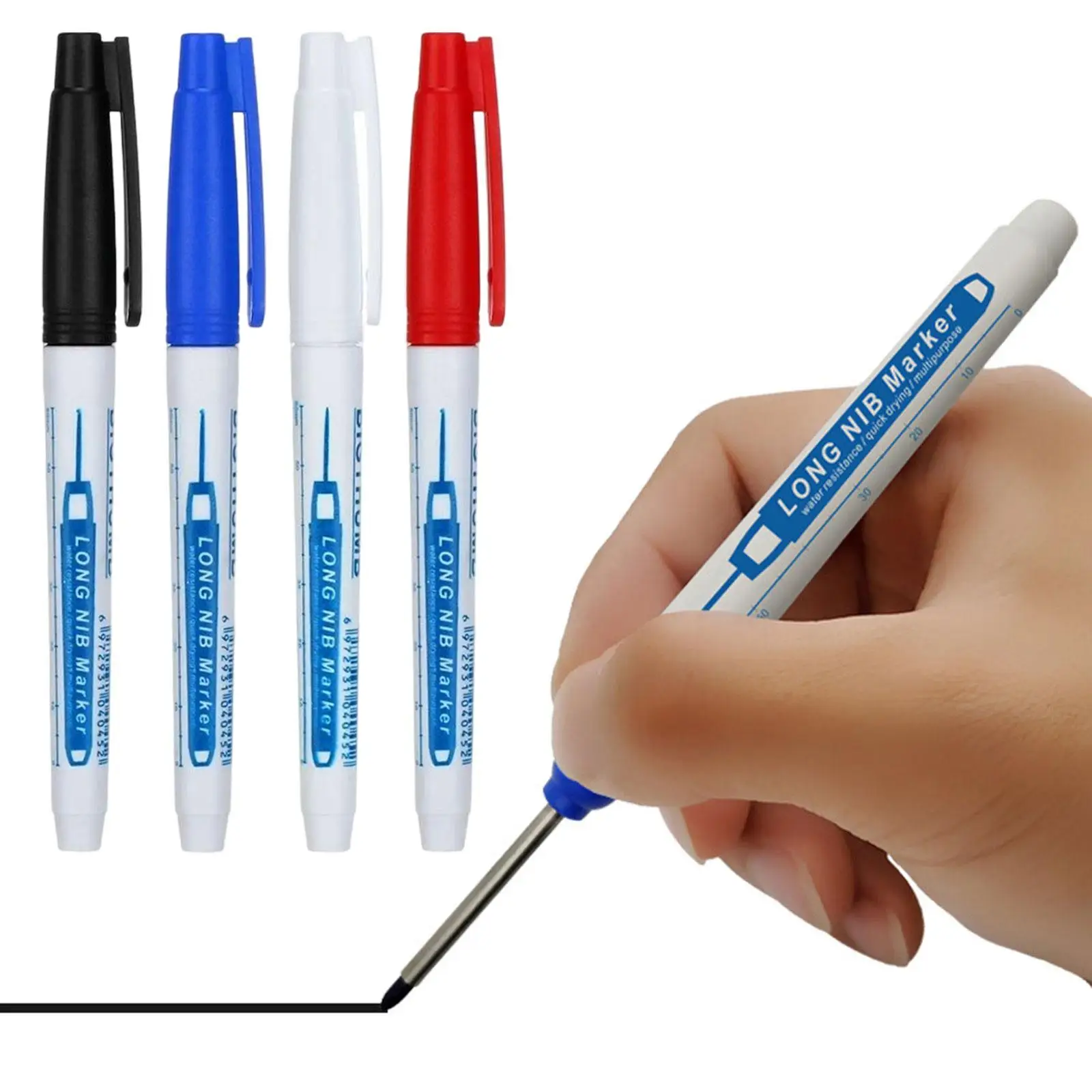 

4Pcs Deep Hole Marker Pens 30mm Long Nib Markers for Bathroom Decoration