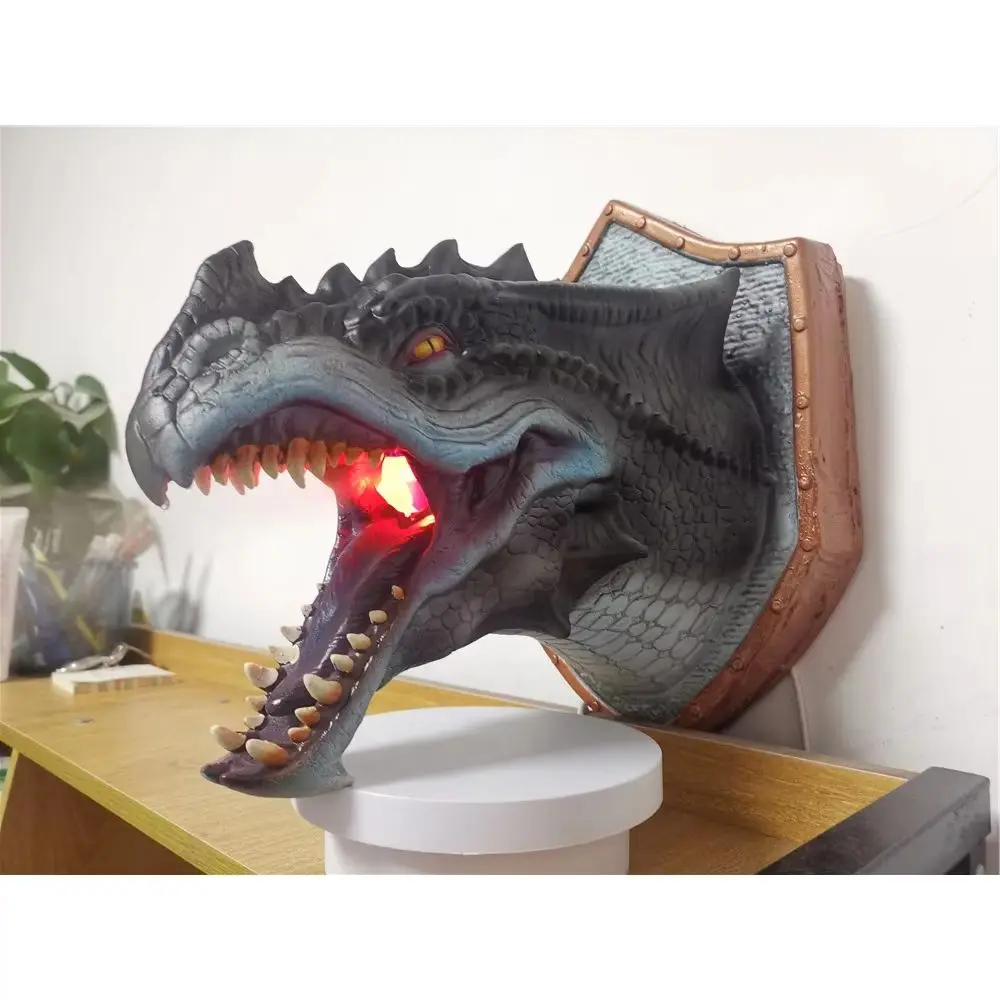 

3D Wall Mounted Dinosaur Dragon Legends Prop Smoke Light Wall Art Sculpture Shape Statue - Indoor Decorative Lighting