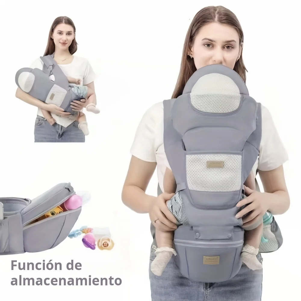 4-in-1 Spring Baby Travel Carrier: Features adjustable carrying positions and a detachable hip seat. Suitable for ages newborn t