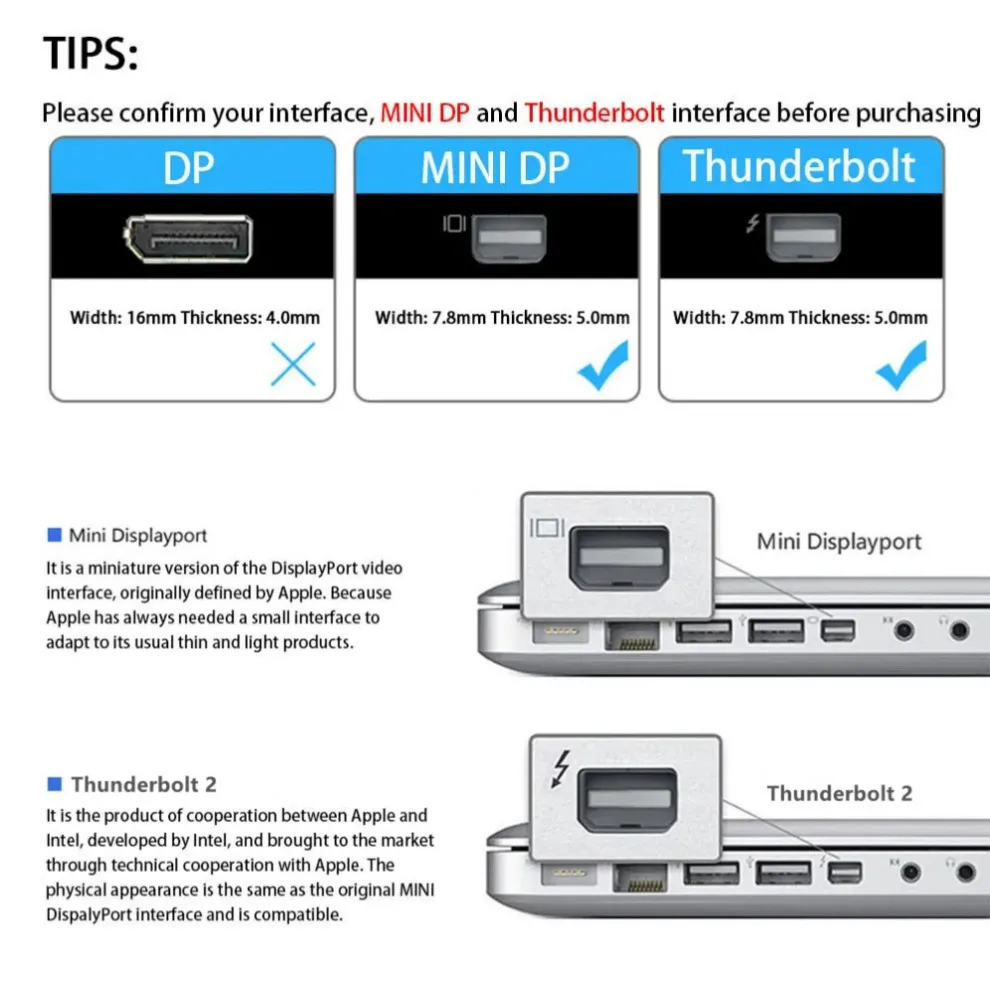 4K Mini DP to HDMI Adapter Mini Displayport To HDMI Cable 1080P Mini DP Male to HDMI-compatible Female For Apple MacBook Air Pro