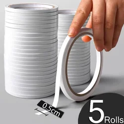 5 rollos de cintas adhesivas de doble cara, suministros para el hogar y la Oficina, cinta adhesiva fuerte de 8m de longitud para estudiantes, herramientas estacionarias para manualidades DIY